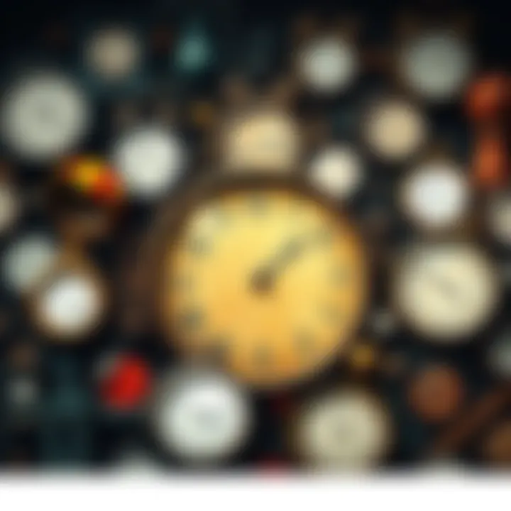 A collage of clocks and calendars from various cultures celebrating the concept of 'One Day', symbolizing hope and anticipation.