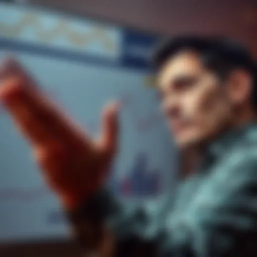 A person looking at financial charts and documents with a thoughtful expression, pondering someone's net worth.