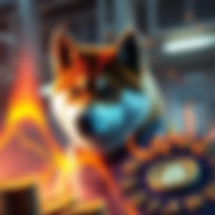 Graphic showing the current supply of Shiba Inu tokens with visuals of burned tokens and market trends