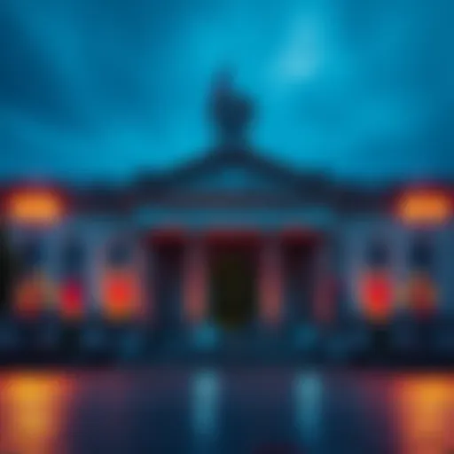 Czech Central Bank building with Bitcoin symbol in front, representing its historic investment in cryptocurrency