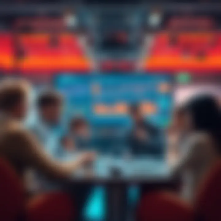 A group of people engaging in a lively discussion about trading strategies and current events in a virtual forum setting.