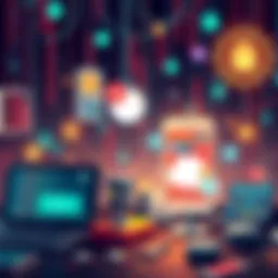 A digital illustration showing data being collected from various devices, such as smartphones and computers, with ads popping up targeting Pioneers.