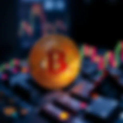 A visual representation of a Bitcoin falling in value amidst emerging asset-backed digital currencies from corporations and countries.