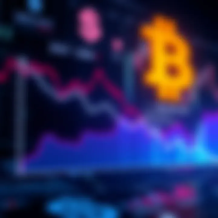 Declining Profit Graph A line graph showing a downward trend in Bitcoin's dollar-cost averaging returns over the past year, with dollar signs and charts in the background.