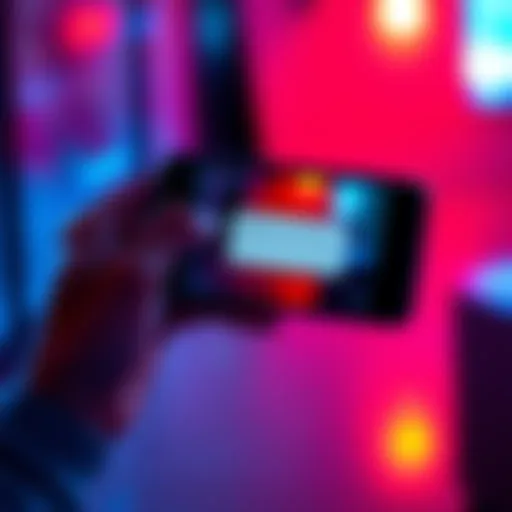 A person holding a Deeper Mini Connect device with a smartphone displaying connection issues on the screen.