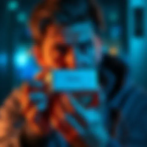 A person holding a Deeper Mini device with a frustrated expression, showing issues with network connectivity