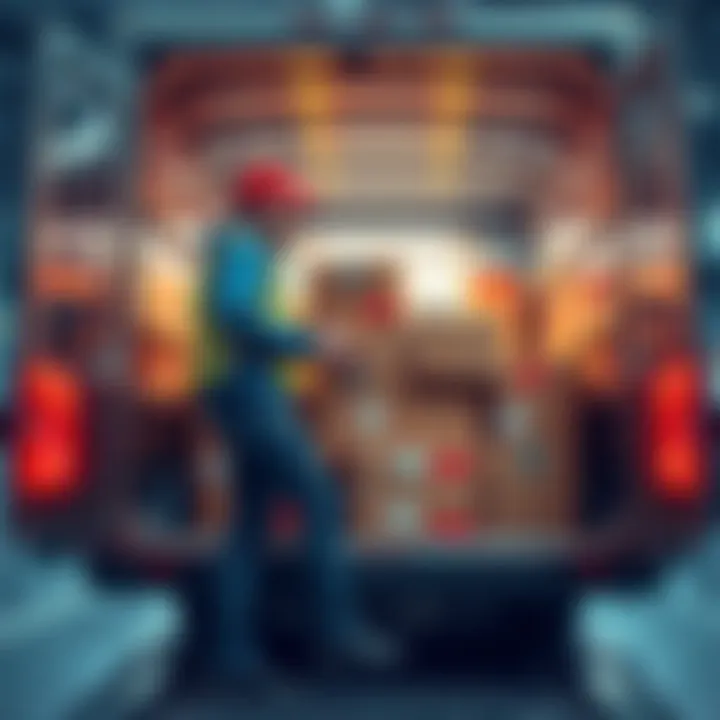 A courier worker loading additional parcels into a delivery truck, showcasing the growth of delivery services.