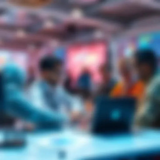 A group of developers discussing Web3 security tools and vulnerabilities at a tech conference, with laptops and charts around them.