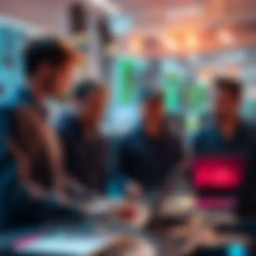 Group of developers working together on Ethereum code and technology innovations
