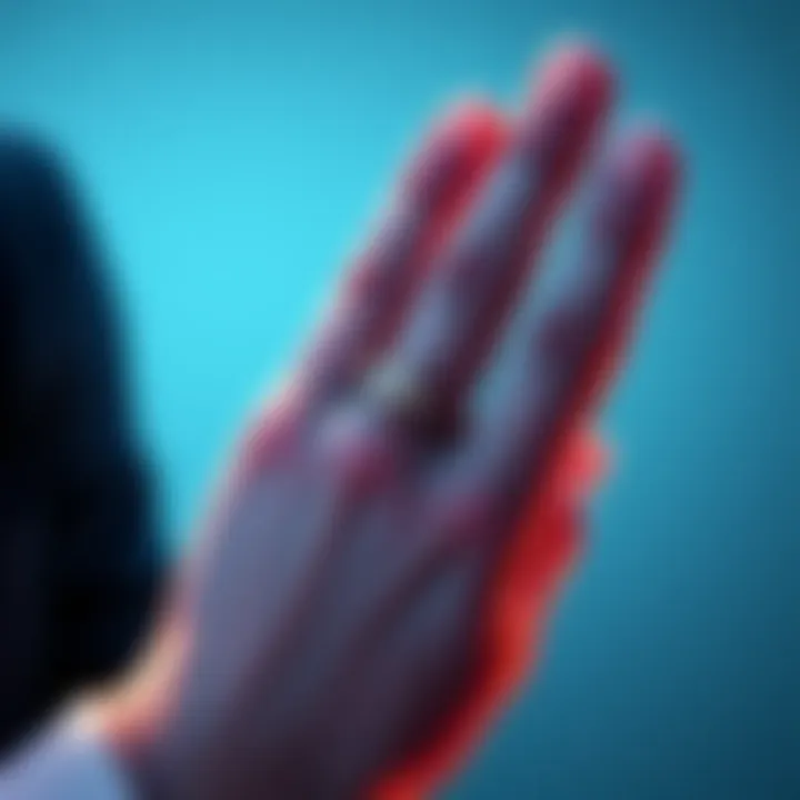 A stylish hand holding a diamond ring, symbolizing the trend of diamond hands in jewellery investing.