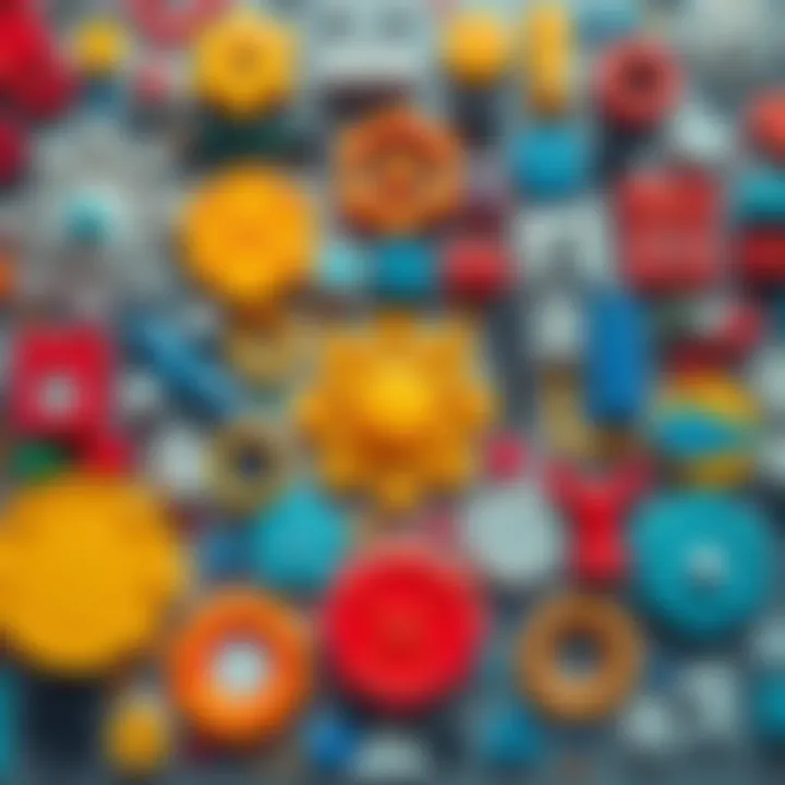 A collage of symbols representing various academic disciplines like science, art, and technology, illustrating their differences.