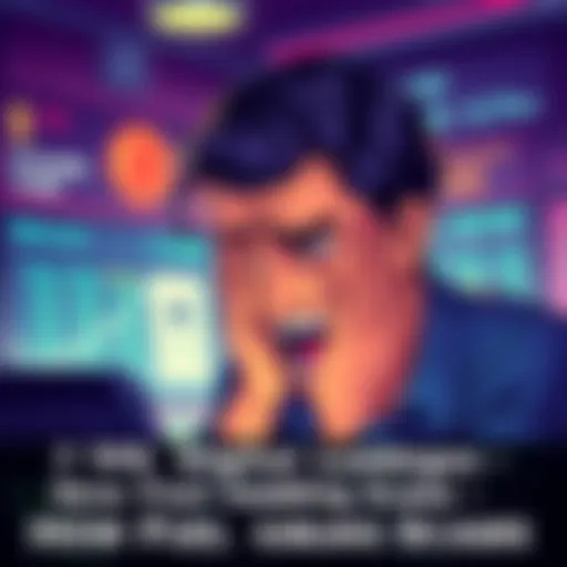 Illustration showing a person distressed over lost money while using a digital ledger for online gambling.