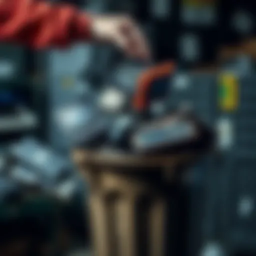 A person throwing old computer parts into a recycling bin representing the removal of obsolete L3 systems.