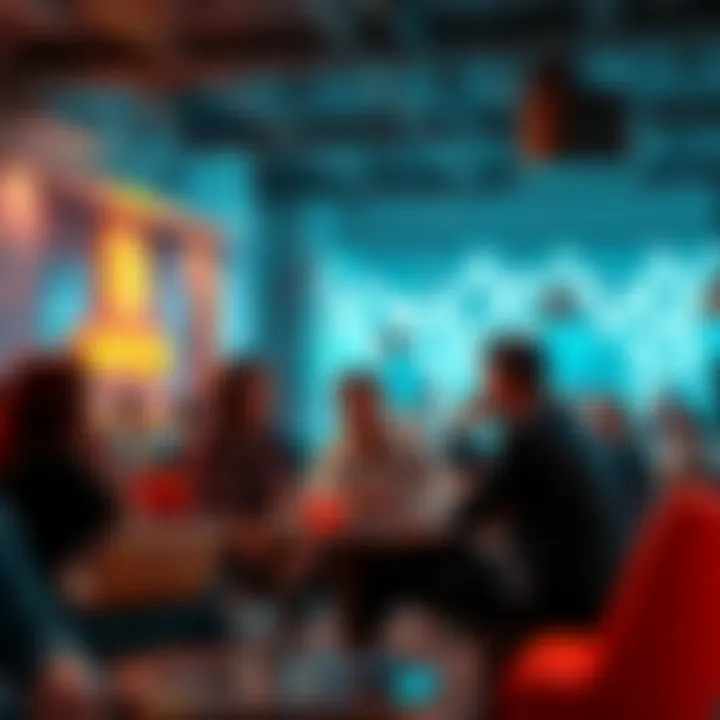 Group of friends chatting about their cryptocurrency investments in a casual setting