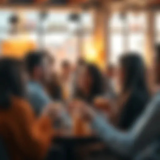 People engaging in a lively conversation, sharing thoughts and enjoying donuts, creating a friendly atmosphere.