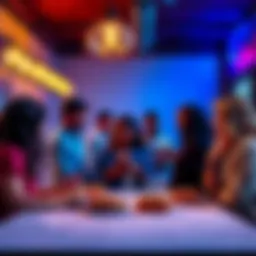 A group of people engaging in a conversation while sharing ideas at a community gathering with donuts on the table.