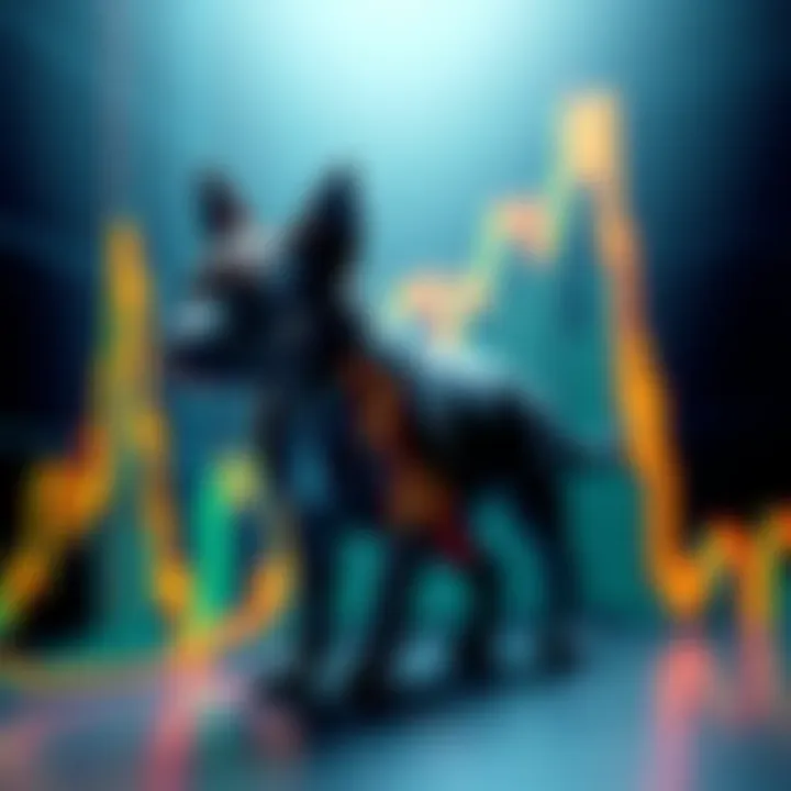 A trading chart illustrating the fluctuations of a memecoin that form the shape of a dog.