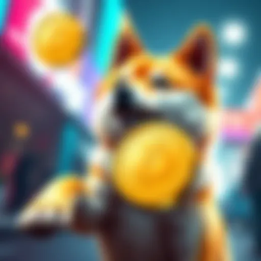 A playful Shiba Inu dog with a coin symbol, representing the rise of Doge Coin amidst challenges and criticism.