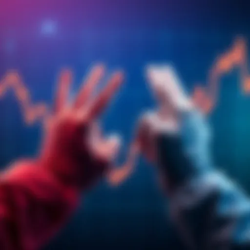 Graph showing Dogecoin price fluctuations with diamond and paper hands symbols to represent strong and weak investors.