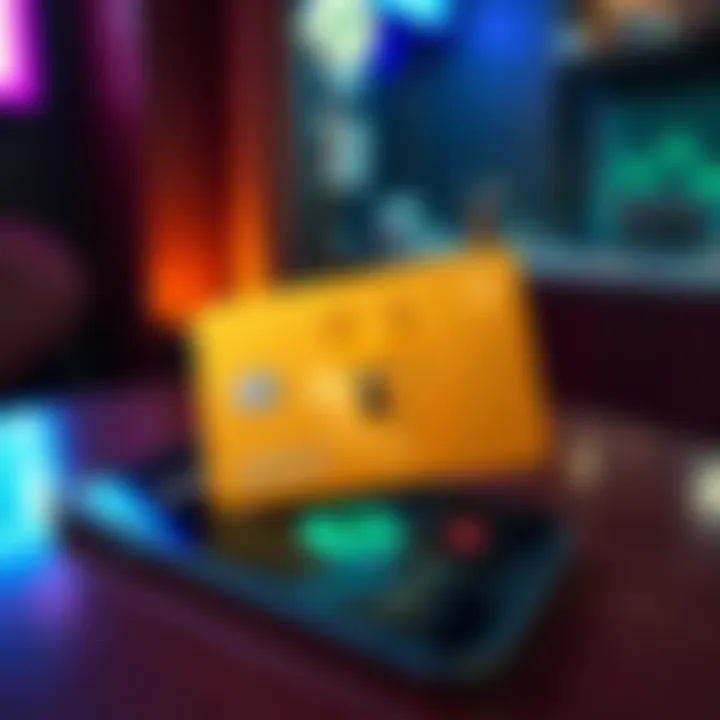 A Dogecoin Card placed on a table beside a smartphone showing the Robinhood app