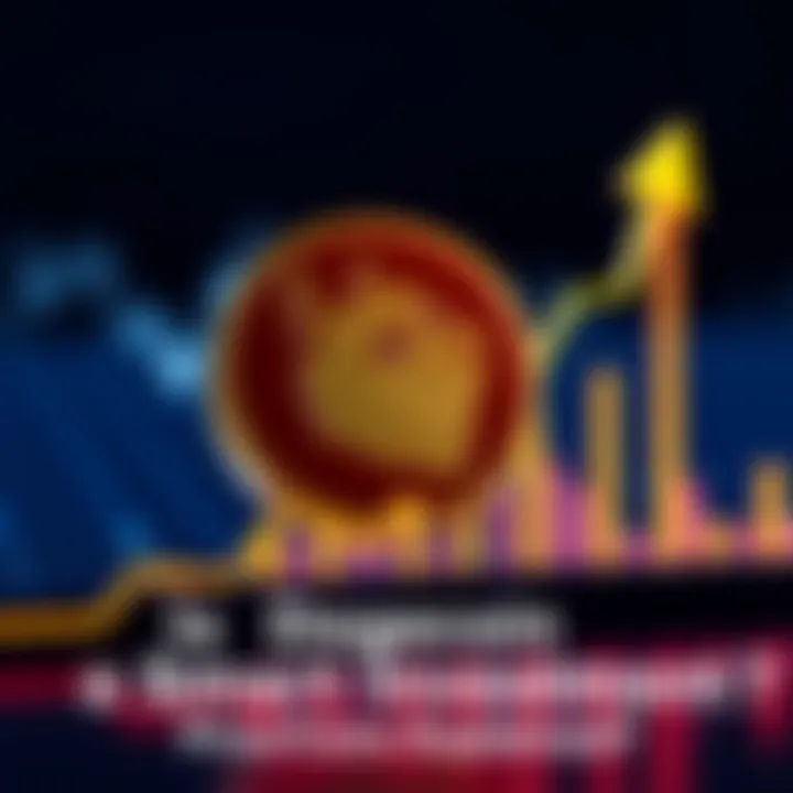 A visual representation of the Dogecoin symbol alongside a rising graph, illustrating potential investment growth