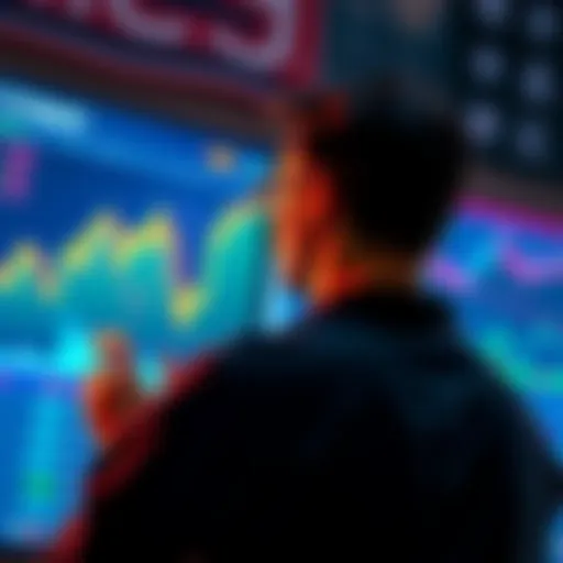 A person looking at a screen showing Dogecoin price and charts, contemplating whether to invest more in Dogecoin.