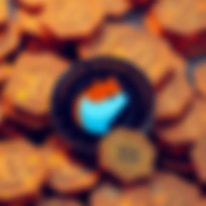 A graphic showing digital coins with Dogecoin logo and interest rate symbols, illustrating lending options for cryptocurrency.