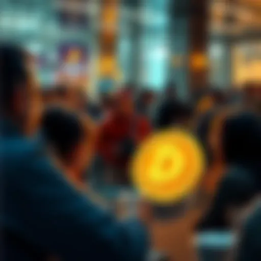 Community members discussing average buy-in prices for Dogecoin, featuring a graphic of the Dogecoin logo and price trends.