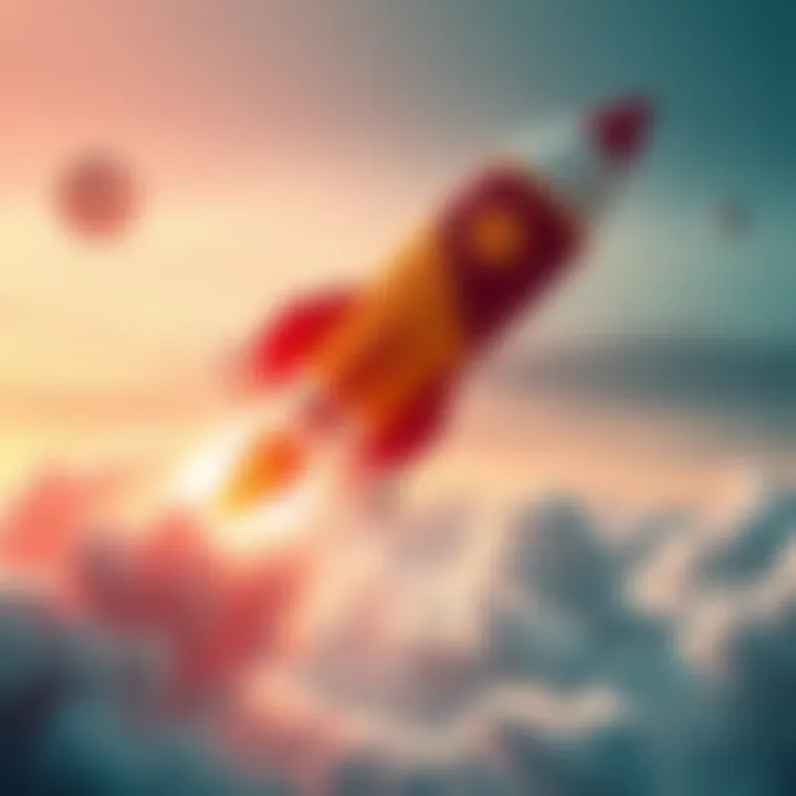 A rocket with a Dogecoin logo taking off into the sky, symbolizing the expected rise of Dogecoin after October 18.