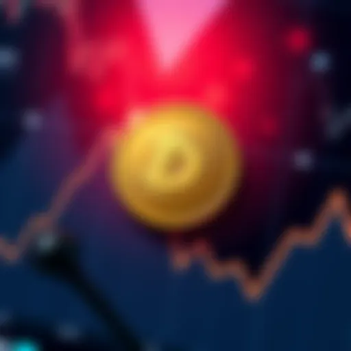 A graphical representation showing the Dogecoin symbol alongside a fluctuating line graph indicating its market status.