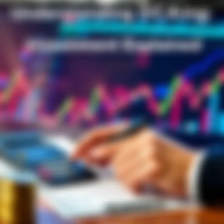 A person calculating investments and budgeting with a calculator and financial charts in the background