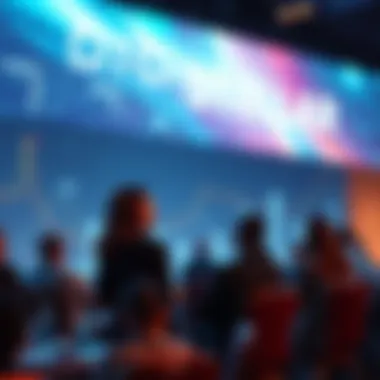 Nadine Chakar discusses the impact of DTCC integrating with Stellar at an event, with visuals representing digital assets and finance.