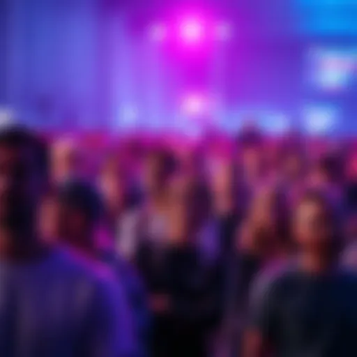 A group of people looking excited and curious, gathering to see an upcoming reveal.