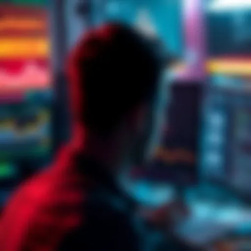 A person looking at a computer screen with a warning sign about email scams
