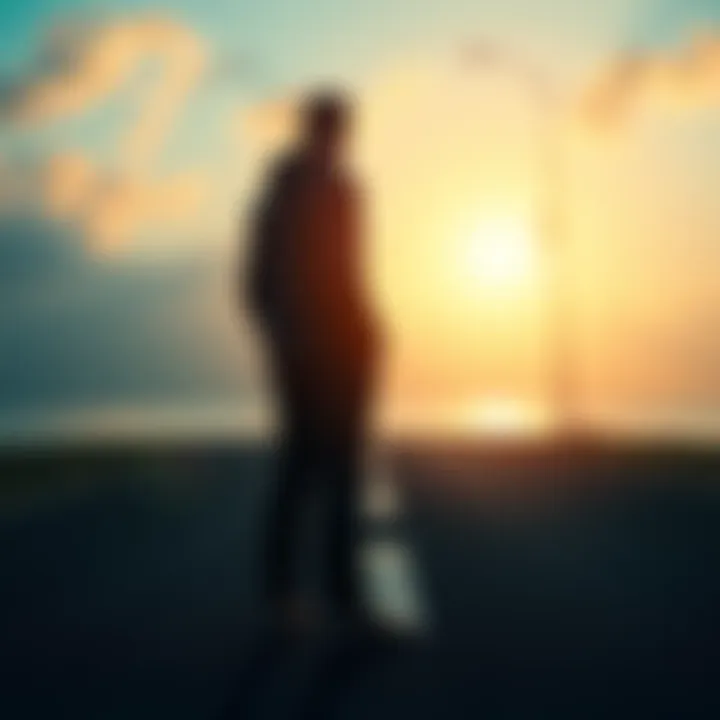 A person standing at a crossroads looking toward a bright future, symbolizing new opportunities and personal growth.