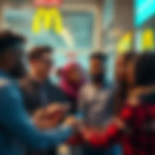 Group of entrepreneurs discussing job opportunities at McDonald's with a focus on community engagement