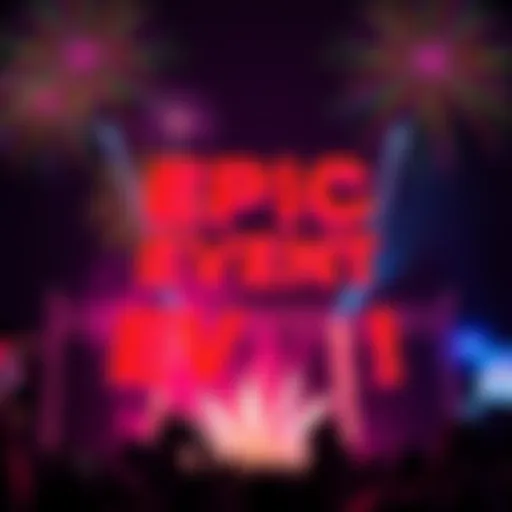 Colorful graphic showing a celebration with fireworks and vibrant text announcing an epic event