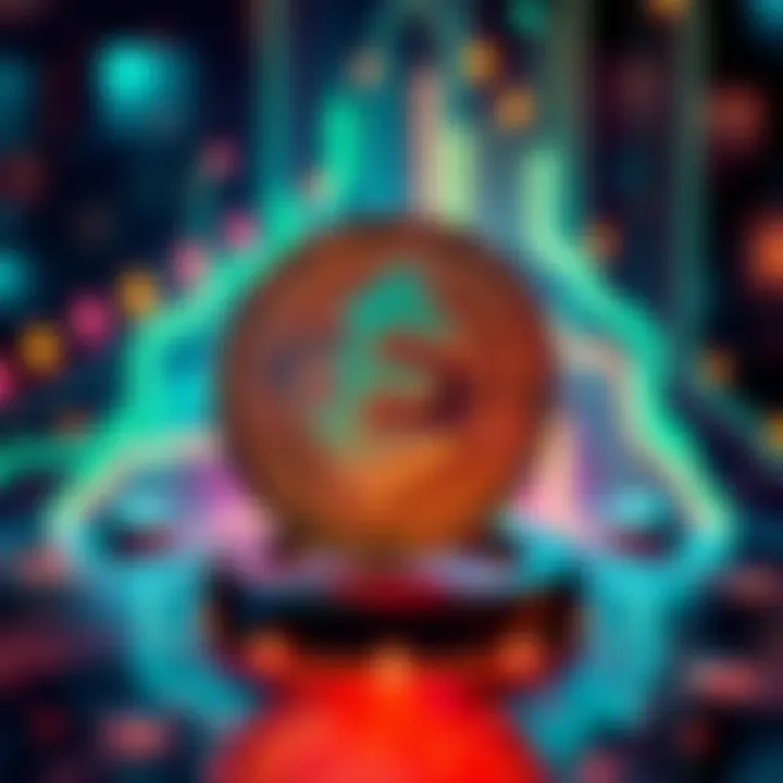 A representation of the Ergo cryptocurrency symbol with a stylized digital background, symbolizing the future of decentralized finance.
