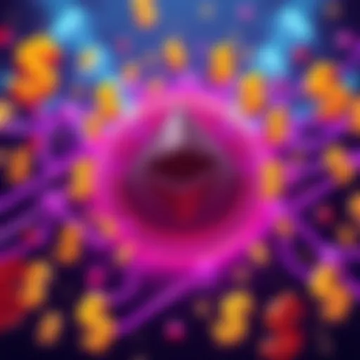 A graphic showing a large Ethereum symbol surrounded by dollar signs, representing the significant investment by the Ether Machine.