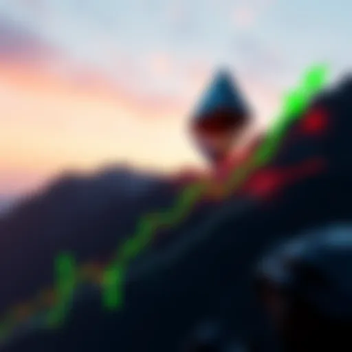 A chart showing Ethereum's price climbing with bullish indicators and green arrows, representing potential growth.