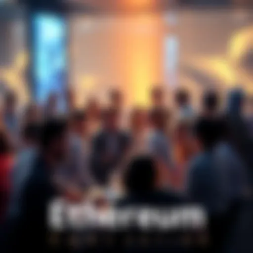 A group of people engaged in a lively discussion about Ethereum developments, sharing insights and opinions