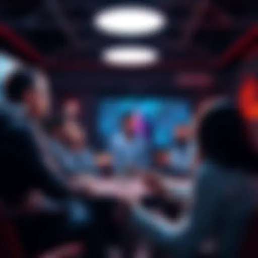 A group of people discussing Ethereum cryptocurrency updates and news in a casual setting.