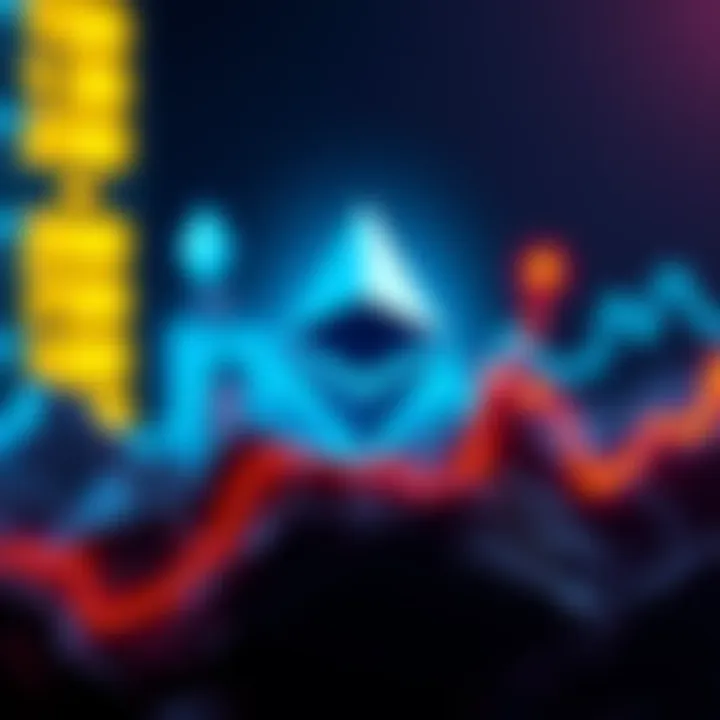 Ethereum logo with a rising graph indicating price increase to $3,700