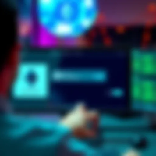 Person looking at a computer screen showing a pending Ethereum transaction
