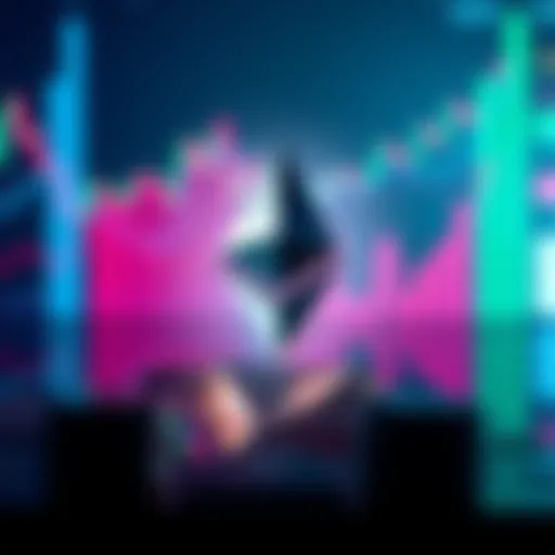 Ethereum logo surrounded by financial charts showing growth and potential, representing bullish outlook on ETH