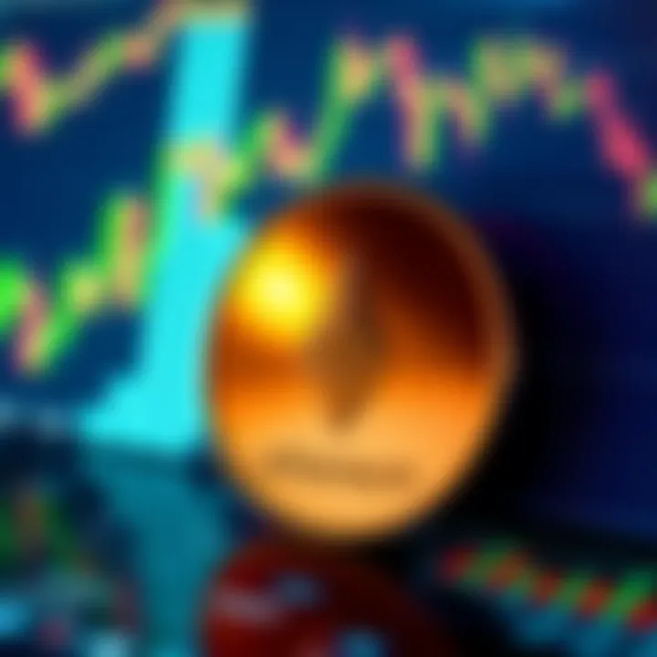 A close-up of an Ethereum coin set against various financial market charts, symbolizing concerns about its long-term value and supply.