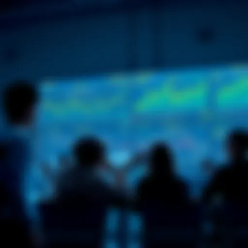 People engaging in a discussion about Ethereum with charts and news articles on a screen