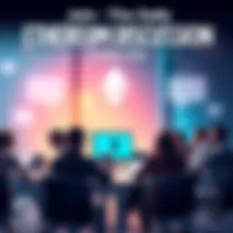 People participating in an online discussion about Ethereum with chat bubbles and a digital background