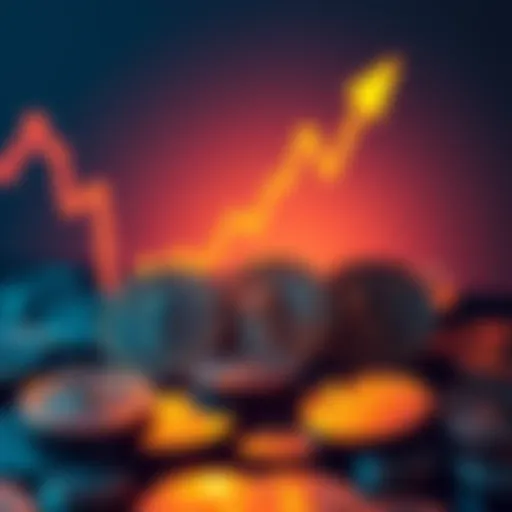 A group of Ethereum coins with a bright upward trend graph in the background, symbolizing optimism among holders.