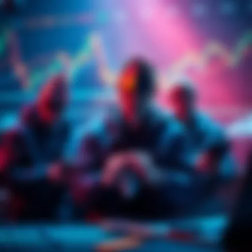 Ethereum holders analyze market trends with graphs and charts in the background